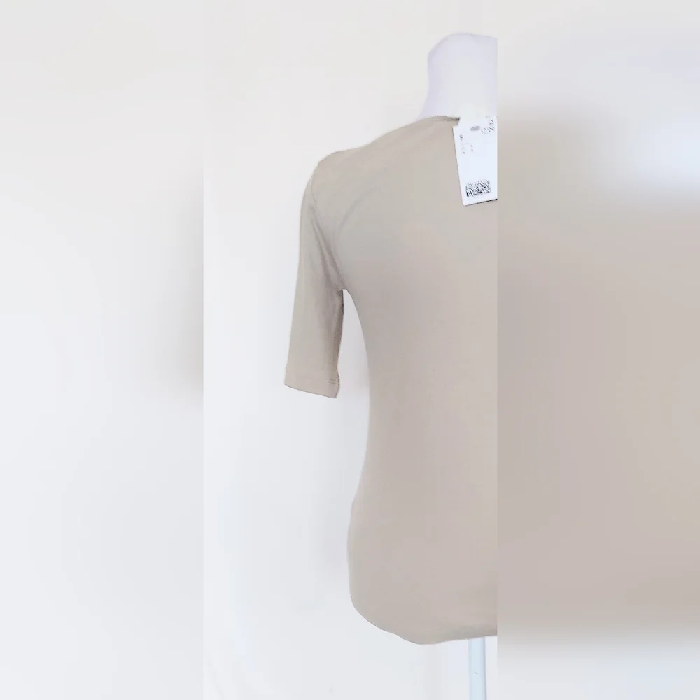 H&M Short Sleeve Scoop Neck Top Taupe Size Small NWT - Picture 6 of 10